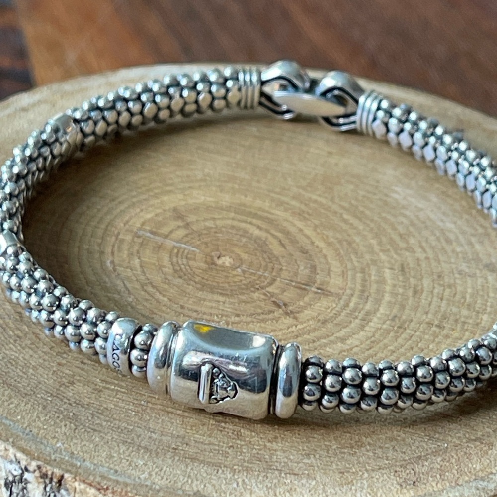 LAGOS Two-Tone Caviar Buckle Bracelet — Silver and Gold - Picture 4 of 7